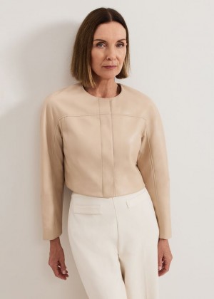 Beige Phase Eight Sylvia PU Jackets | 2087TWSBL