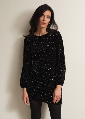 Black Phase Eight Adele Velvet Dress | 7589NRGZC