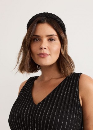 Black Phase Eight Black Embellished Hats | 6859USJQF