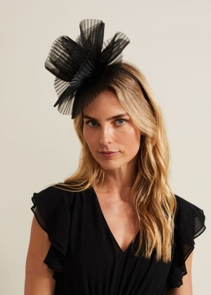 Black Phase Eight Freeform Flower Hats | 6915ZHMUP