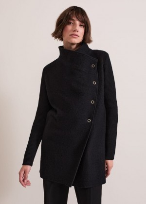 Black Phase Eight Lea Popper Coats | 9150CSLJI