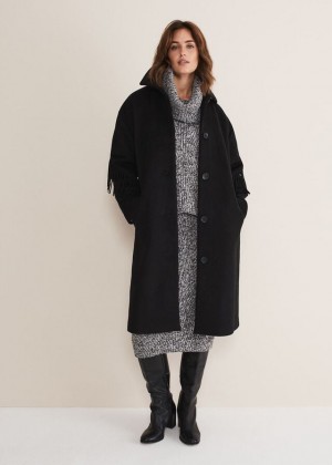 Black Phase Eight Liz Fringe Coats | 6109CYZKD