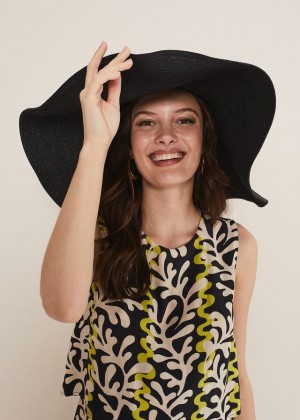 Black Phase Eight Oversized Straw Hats | 1389RQIYZ