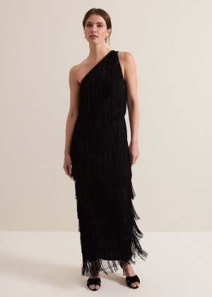 Black Phase Eight Petite Otto One Shoulder Dress | 5068CYNPQ
