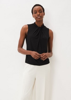 Black Phase Eight Reign Twist Neck Shirts | 1492HJFNI