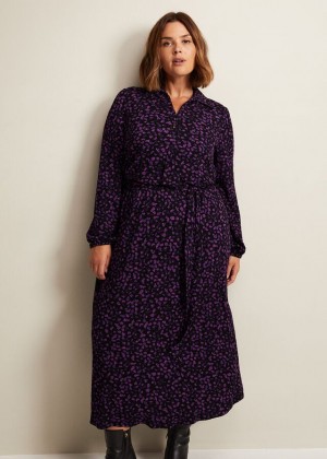 Black / Multicolor Phase Eight Loretta Floral Dress | 3529APVGY