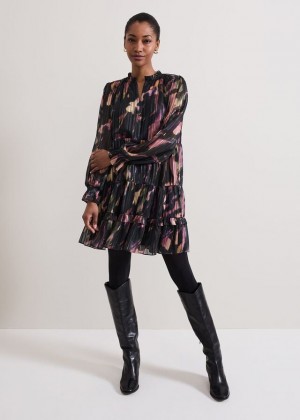 Black / Multicolor Phase Eight Martina Swing Dress | 2453SPXUW