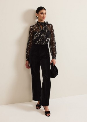 Black / Multicolor Phase Eight Morilla Lace Jumpsuit | 4029UZLAO