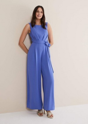 Blue Phase Eight Elaina Blue Wide Leg Jumpsuit | 0183OARTY