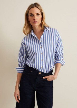 Blue Phase Eight Stripe Shirts | 5316MKRIJ