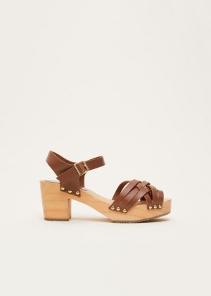 Brown Phase Eight Woven Clog Heels | 1862MXYQS