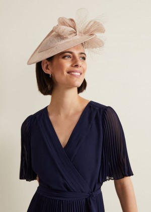 Cream Phase Eight Bow Twist Back Disc Fascinator Hats | 6038PVUED