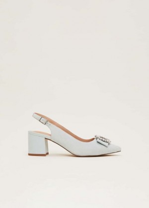 Cream Phase Eight Embellished Block Heels | 7035VUQIF
