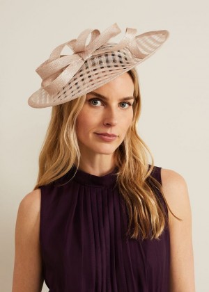 Cream Phase Eight Windowpane Bow Disc Fascinator Hats | 6831PDOZX