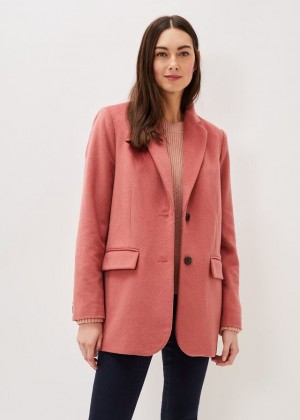 Dark Coral Phase Eight Amara Wool Coats | 4237TESLF