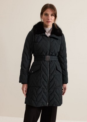 Dark Green Phase Eight Petite Hollie Puffer Coats | 1342XSOGC