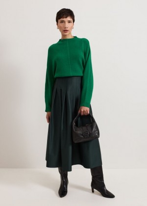 Dark Green Phase Eight Susie Pleated Skirts | 5281QMYNU
