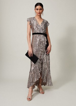 Gold Phase Eight Enja Sequin Dress | 9013DRQMN