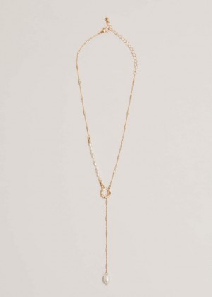 Gold Phase Eight Short Pearl Larriat Jewellery | 1847KQYTL