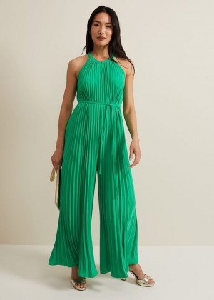 Green Phase Eight Brea Pleat Jumpsuit | 8074IDYTM