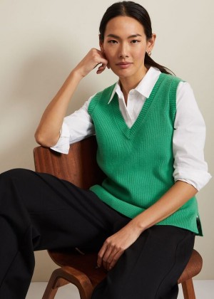 Green Phase Eight Marianna V Neck Knitwear | 8697OWLDF