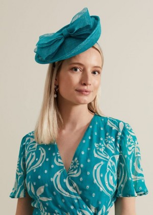 Green Phase Eight Mini Bow Disc Fascinator Hats | 7961NDMHX