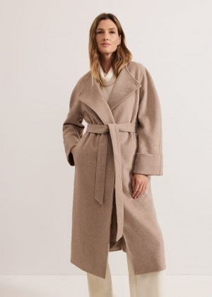 Grey Phase Eight Aoife Collarless Wool Wrap Coats | 3849CWVNY