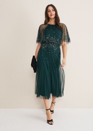 Grey / Yellow Phase Eight Lumi Tulle Beaded Dress | 5617OLVXG