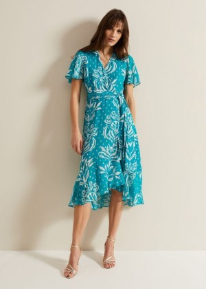 Multicolor Phase Eight Amy Fil Coupe Dress | 0326IAEGB