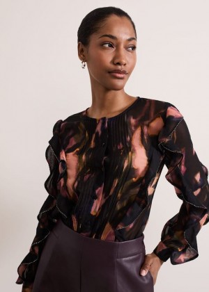 Multicolor Phase Eight Cordelia Ruffle Shirts | 2063EGCZO