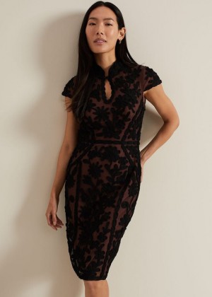 Multicolor Phase Eight Edith Tapework Dress | 2543XERZD