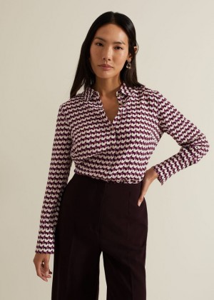Multicolor Phase Eight Gina Geo Print Shirts | 2310FZOAJ