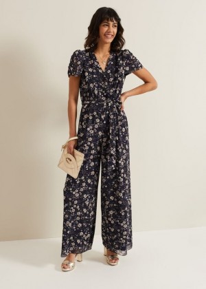 Multicolor Phase Eight Helene Floral Print Jumpsuit | 6104QBEOV