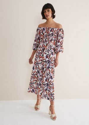 Multicolor Phase Eight Lois Leaf Print Culottes Trousers | 4103HGJQC