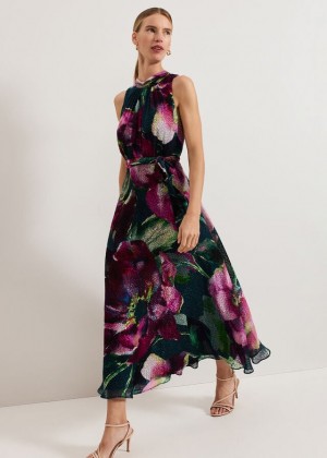 Multicolor Phase Eight Molly Silk Mix Dress | 5720BFQHD
