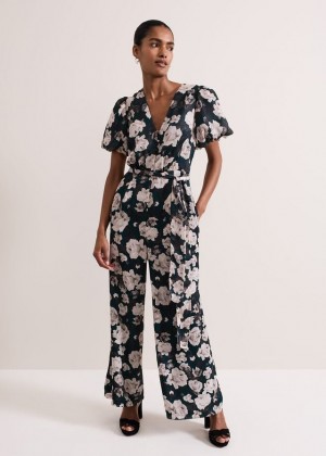Multicolor Phase Eight Myron Floral Wide Leg Jumpsuit | 6408SWHQJ