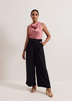 Multicolor Phase Eight Petite Sabina Satin Wide Leg Jumpsuit | 6805RSZGT