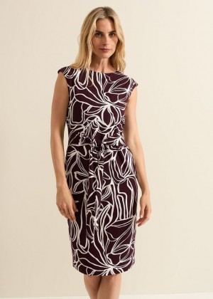 Multicolor Phase Eight Sabrina Abstract Tie Dress | 1578EDUCW