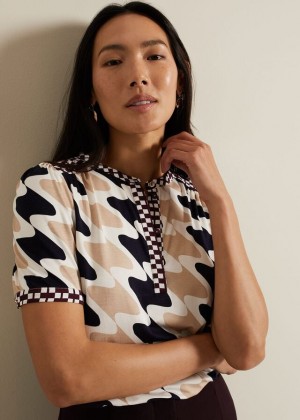 Multicolor Phase Eight Suki Printed T Shirts | 5217HIQOW