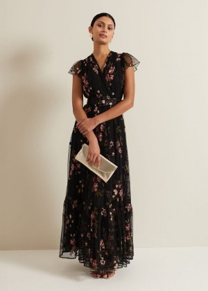 Multicolor Phase Eight Tamera Mesh Embroidered Dress | 0392RYSKT