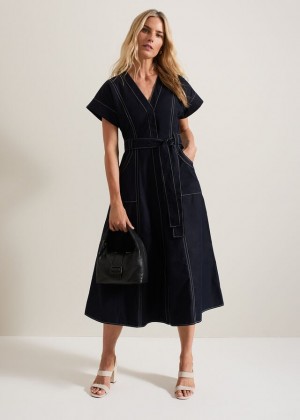 Navy Phase Eight Annalie Utility Dress | 6807DGFOB
