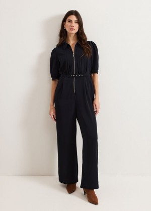 Navy Phase Eight Candice Zip Jumpsuit | 8573UERJC