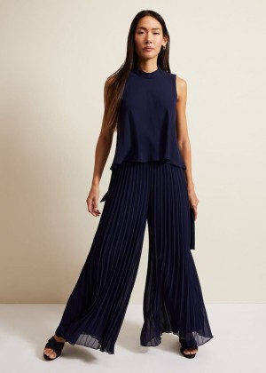 Navy Phase Eight Eden Pleated Jumpsuit | 3051FCZKD
