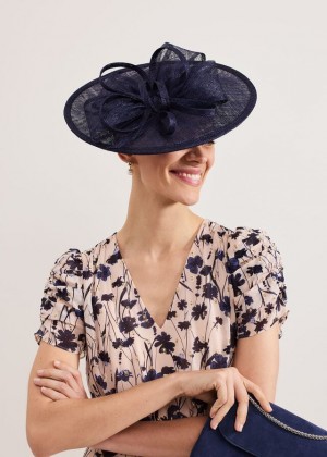 Navy Phase Eight Navy Bow Disc Fascinator Hats | 8734ZOVYA