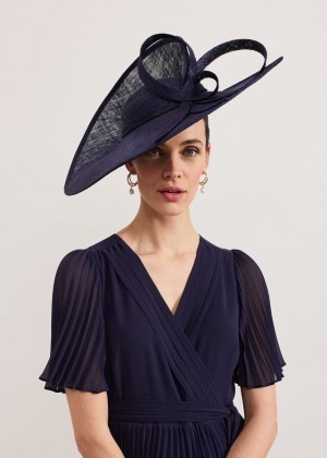 Navy Phase Eight Navy Twist Back Statement Fascinator Hats | 6319RMCPV