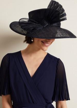 Navy Phase Eight Pleat Bow Hats | 3014PRBCJ