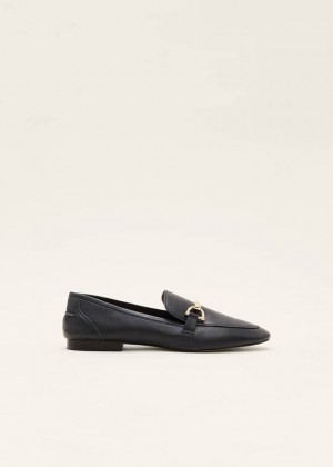 Navy Phase Eight T-Bar Leather Flats | 6438ZQYBI