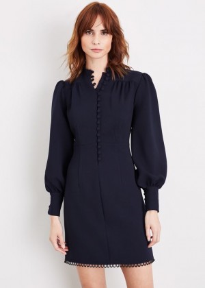Navy Phase Eight Zeli Button Dress | 3790CWKQI