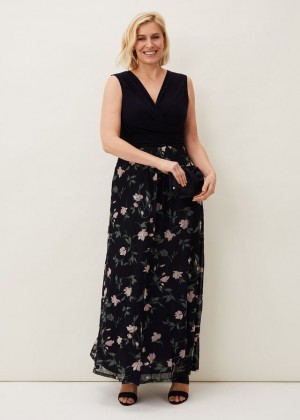 Navy / Multicolor Phase Eight Leigh-Ann Floral Dress | 3892PUJNH