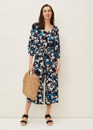 Navy / Multicolor Phase Eight Magnolia Floral Jumpsuit | 3081YTUKO